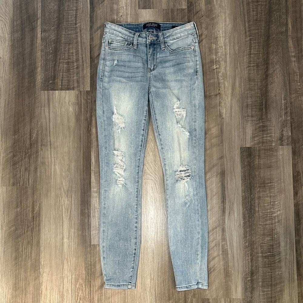Judy Blue Light Blue Distressed Skinny Fit Jeans - 25